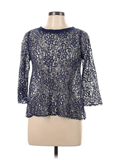 Pre-owned Aqua 3/4 Sleeve Top Blue Keyhole Neckline Tops