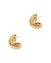 Aqua 24k Yellow Gold Plated Sterling Silver Half Hoop Earrings, 1 Diameter - Exclusive In Gold