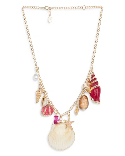 Aqua 8 Other Reasons Imitation Shell Charm Necklace, 19-22 - Exclusive In Gold