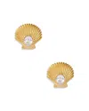 Aqua 8 Other Reasons Wave Shell Earrings - Exclusive In Gold