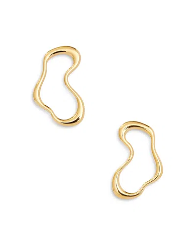 Aqua 8 Other Reasons Wavy Medium Hoop Earrings - Exclusive In Gold