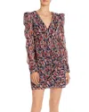 Aqua Abstract Feather V-neck Dress In Multi-color In Multi