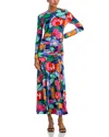 Aqua Abstract Jersey Slit Maxi Dress - Exclusive In Navy Multi
