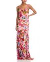 Aqua Abstract Print Gown - Exclusive