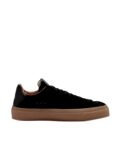 Aqua Alta Venice Moro Black Suede Sneakers With Lightweight Sole In Brown