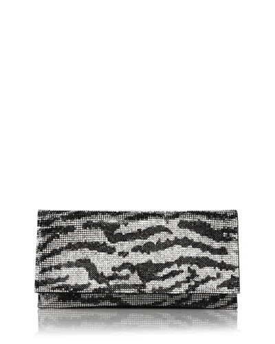 Aqua Animal Print Crystal Envelope Clutch - Exclusive In Black