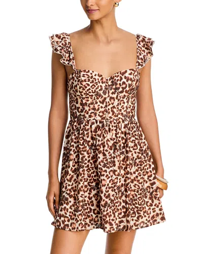 Aqua Animal Print Eyelet Bustier Mini Dress - Exclusive In Multi