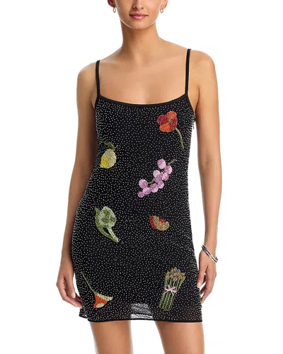 Aqua Aquq Beaded Mini Dress - Exclusive In Black