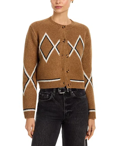 Aqua Argyle Cardigan Sweater - Exclusive In Brown