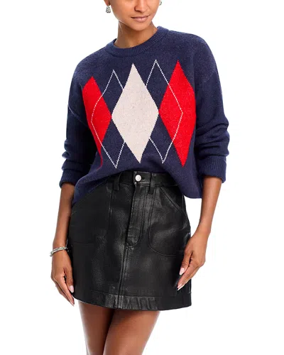 Aqua Argyle Crewneck Sweater - Exclusive In Navy