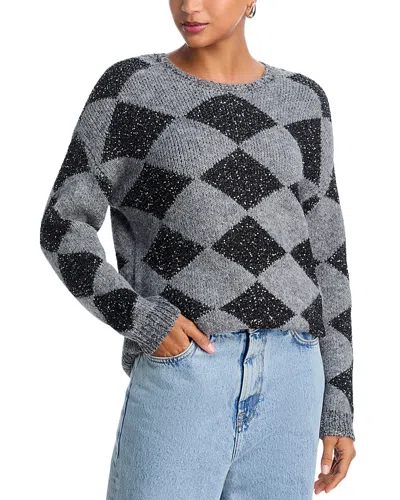 Aqua Argyle Shine Crewneck Sweater - Exclusive In Gray