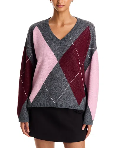 Aqua Argyle V Neck Sweater - Exclusive In Multi