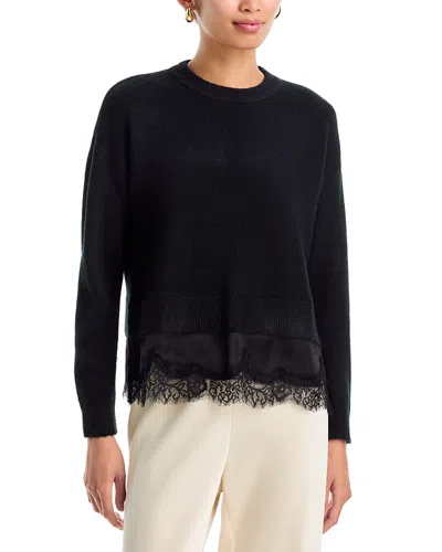 Aqua Aries Layered Look Crewneck Sweater - Exclusive In Black