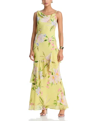 Aqua Asymmetric Chiffon Dress - Exclusive In Multi