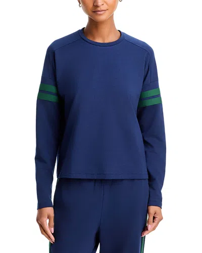 Aqua Athletic Long Sleeve Varsity Top - Exclusive In Blue