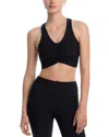 Aqua Athletic Shirred Racerback Sports Bra - Exclusive In Black