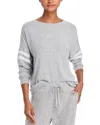 Aqua Athletic Stripe Sleeve Knit Sweatshirt - Exclusive In Grey/white