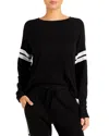 Aqua Athletic Stripe Sleeve Knit Sweatshirt - Exclusive In Black/white