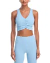 Aqua Athletics Shirred Racerback Bra Top - Exclusive In Blue