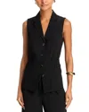 Aqua Back Elastic Button Down Vest - Exclusive In Black