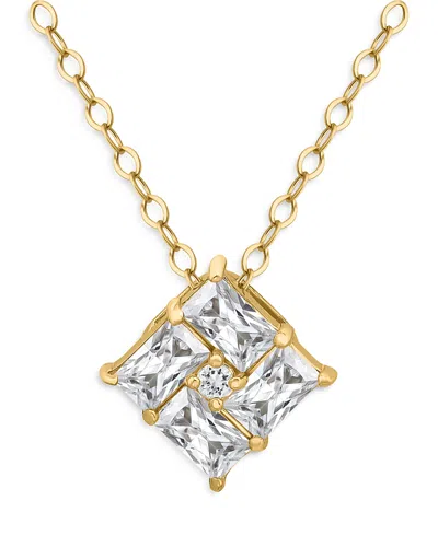 Aqua Baguette Cubic Zirconia Square Pendant Necklace In 18k Gold Plated Sterling Silver, 16-18 - Exclusiv