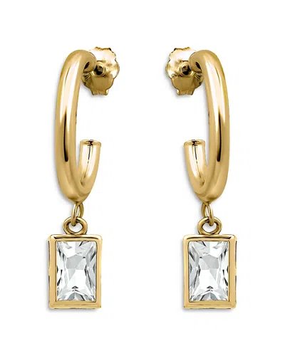 Aqua Baguette Drop Hoop Earrings - Exclusive In Gold