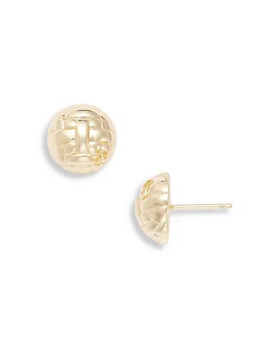 Aqua Basket Weave Dome Stud Earrings In Gold