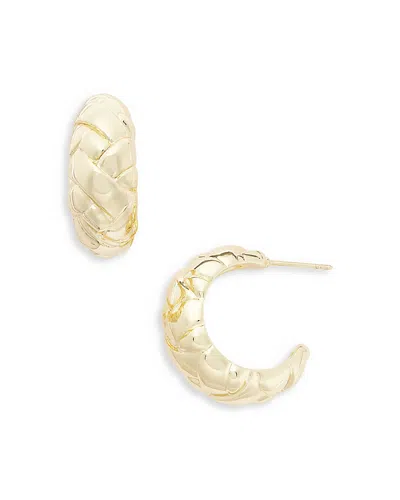 Aqua Basket Weave Sculptural C Hoop Earrings In 14k Gold Plated - Exclusive