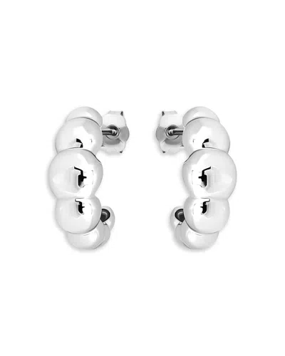 Aqua Beaded Croissant Half Hoop Earrings In Sterling Silver - Exclusive
