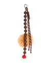 Aqua Beaded Heart Bag Charm - Exclusive In Brown