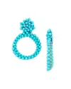 Aqua Beaded Hoop Drop Earrings - Exclusive In Blue