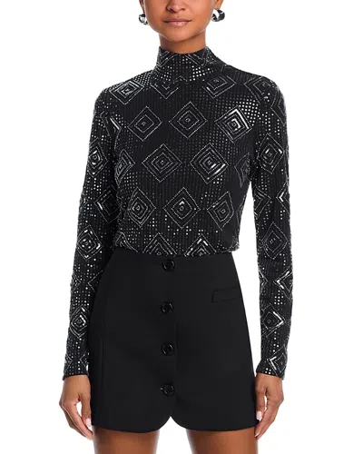 Aqua Beaded Mesh Top - Exclusive In Black