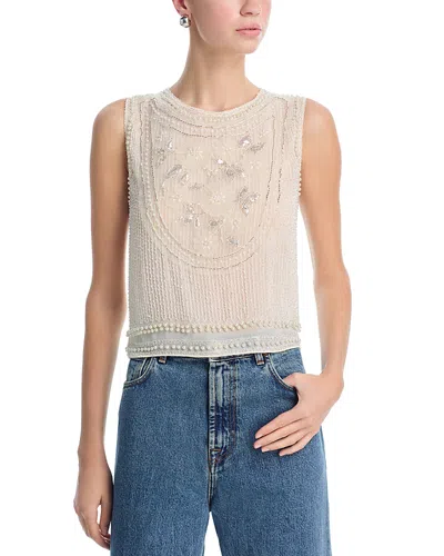 Aqua Beaded Tank Top - Exclusive In White