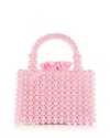 Aqua Beaded Top Handle Bag - Exclusive In Pink
