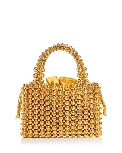 Aqua Beaded Top Handle Bag - Exclusive In Gold