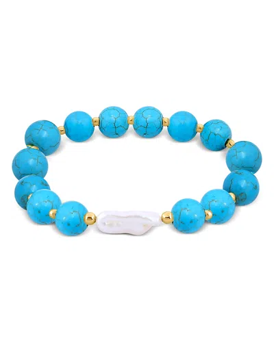 Aqua Beads & Cultured Freshwater Pearl Bracelet - Exclusive In Blue