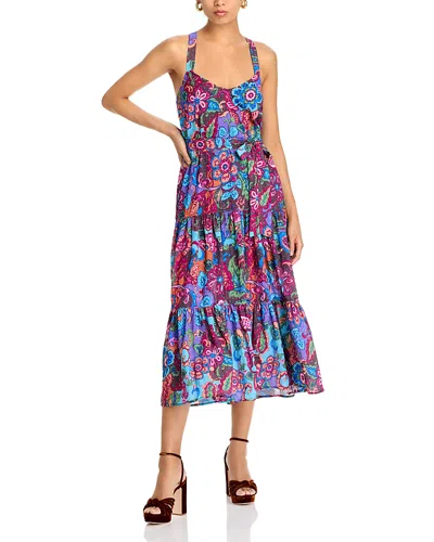Aqua Belted Midi Dress - Exclusive In Blue Multi