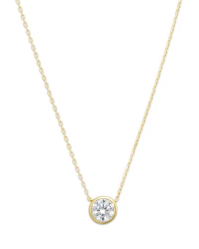 Aqua Bezel Pendant Necklace 13-15 - Exclusive In Gold