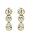 Aqua Bezel Set Cubic Zirconia Drop Earrings - Exclusive In Gold