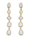 Aqua Bezel Set Multi-shape Cubic Zirconia Linear Drop Earrings - Exclusive In Gray