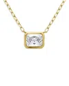 Aqua Bezel Set Octagon Cubic Zirconia Pendant Necklace, 16 - Exclusive In Gold