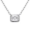 Aqua Bezel Set Octagon Cubic Zirconia Pendant Necklace, 16 - Exclusive In Metallic