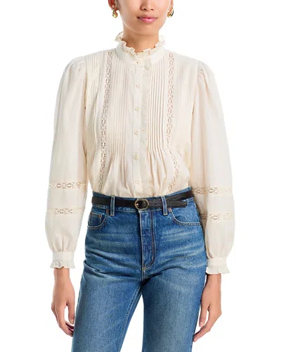 Aqua Bianca Lace Inset Blouse - Exclusive In Neutral