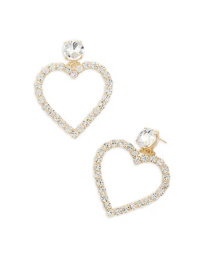 Aqua Big Heart Cubic Zirconia Open Drop Earrings In 14k Gold Plated - Exclusive