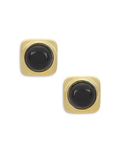 Aqua Black Stone Stud Earrings - Exclusive In Black/gold