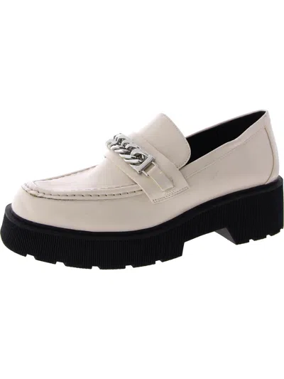 Aqua Blake Womens F Patent Leather Loafers In White