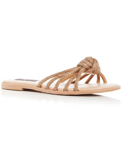 Aqua Blink Womens Slip-on Embellished Slide Sandals In Gold
