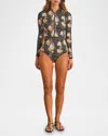 Aqua Blu Australia Carmen Rashguard One-piece Swimsuit In Multi