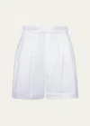 Aqua Blu Australia Carrington Pleated Linen Shorts In Blanca