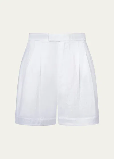 Aqua Blu Australia Carrington Pleated Linen Shorts In Blanca